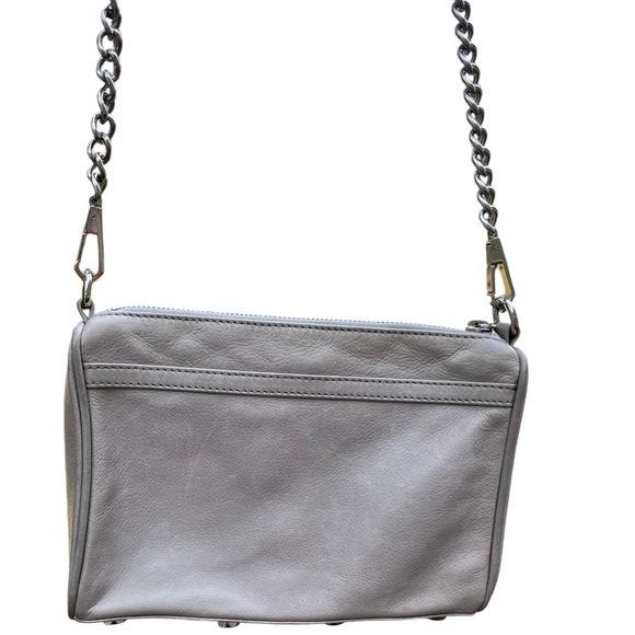 Rebecca Minkoff Gray Leather Mini Mac Crossbody Bag Silver Chain - Picture 5 of 16